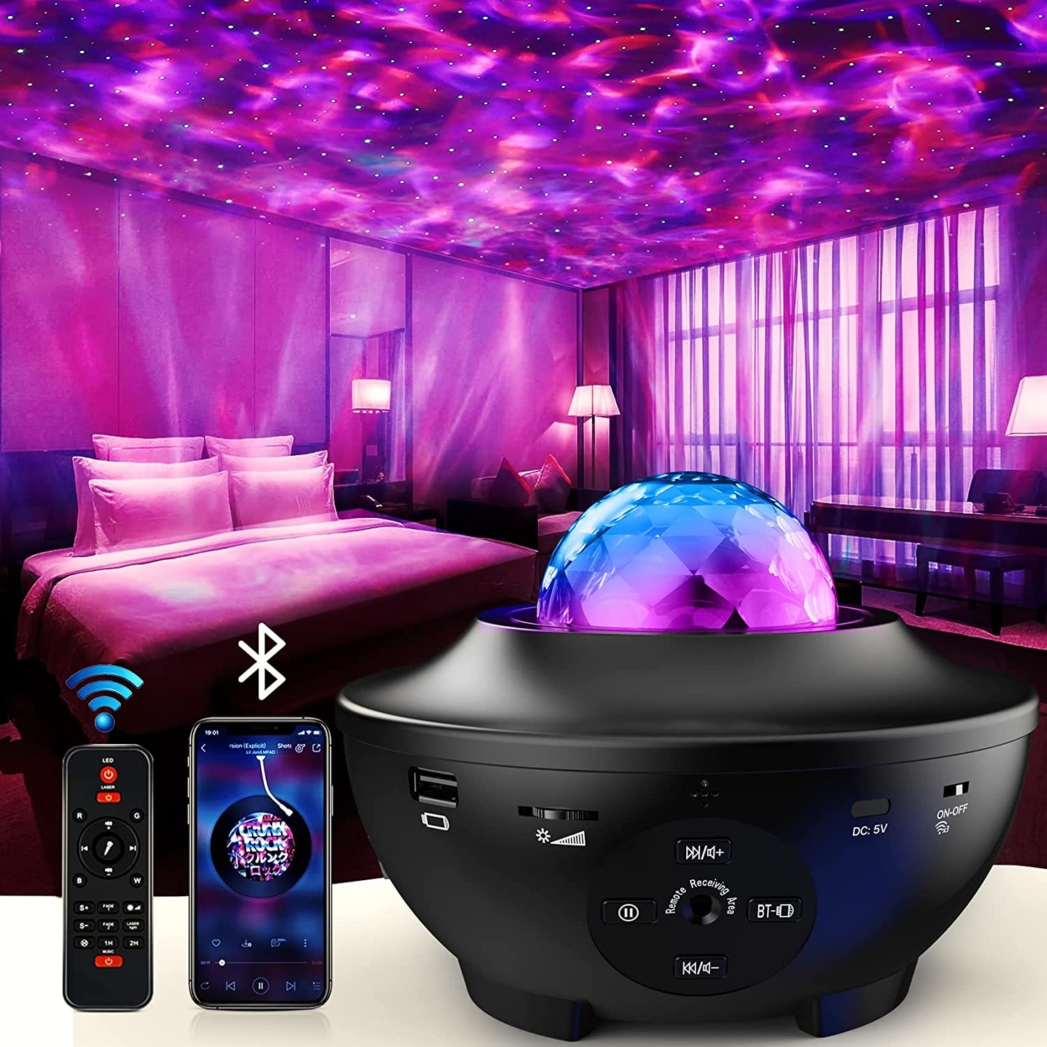 Galaxy Night Light Projector with Remote Control, Bluetooth Music Speake