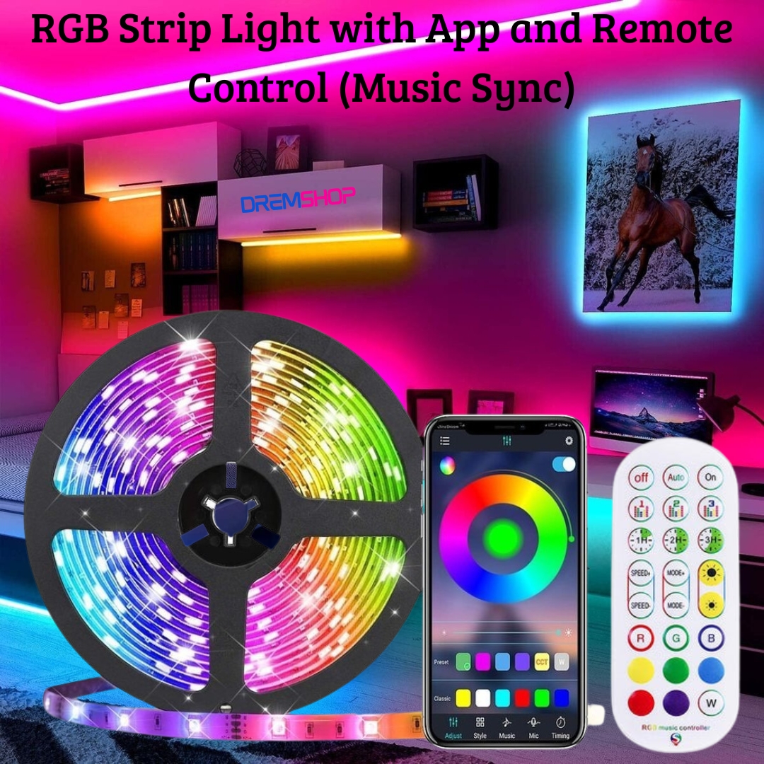 GearUP SL50W Waterproof 5 Meter RGB Strip Light with App and Remote Control (Music Sync)