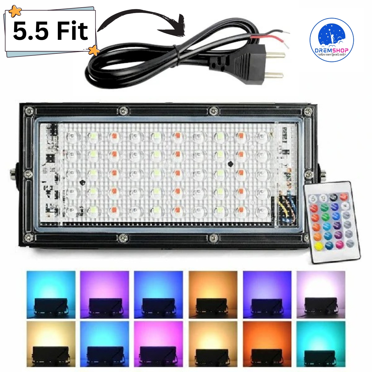 16 Colors Rgb Led Flood Lights- Remote Controlled Landscape & Outdoor Lighting (50W, AC220V)