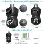 V380 E9 Dual Lens Bulb PTZ IP Camera- Black Colo