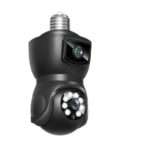 V380 E9 Dual Lens Bulb PTZ IP Camera- Black Colo