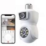 V380 E9 Dual Lens Bulb PTZ IP Camera- Black Colo