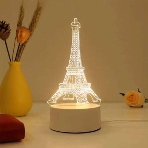 1D62EEB7-3CB4-4772-8D05-C4224A76 3D Eiffel Towel Lamp, Creative Table Bedside Lamp, Decorative Acrylic LED Night Light, 3D Tower Night Light, Optical Illusion Lamp For Bedroom, Nursery, Living Room, Ambient Light For Home