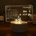 Acrylic Night Lamp with Writable Calendar Board and Erasable Pen