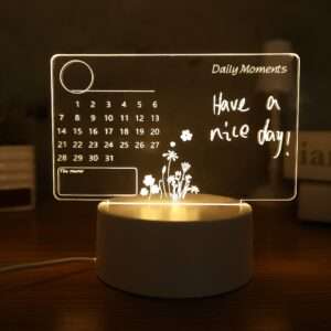 Acrylic Night Lamp with Writable Calendar Board and Erasable Pen