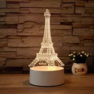 3D Eiffel Towel Lamp, Creative Table Bedside Lamp, Decorative Acrylic LED Night Light, 3D Tower Night Light, Optical Illusion Lamp For Bedroom, Nursery, Living Room, Ambient Light For Home