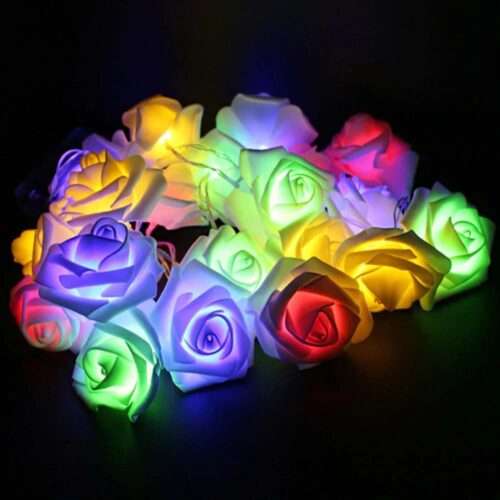 Led-Rose-String-Lights-Uncommong LED Rose String Fairy Lights – 80 Pcs Multi Color Rose 21Fit