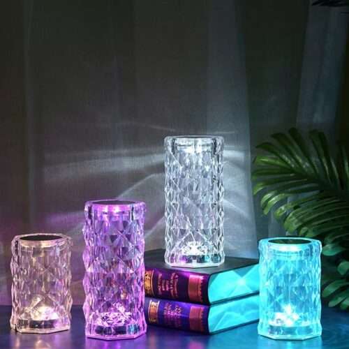 Rosediamondtablelamp USB Rechargeable RGB 16 Color Crystal Rose Diamond Table Lamp Acrylic Table Lamp for Living Room Bedroom with Remote