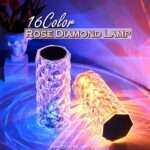 USB Rechargeable RGB 16 Color Crystal Rose Diamond Table Lamp Acrylic Table Lamp for Living Room Bedroom with Remote