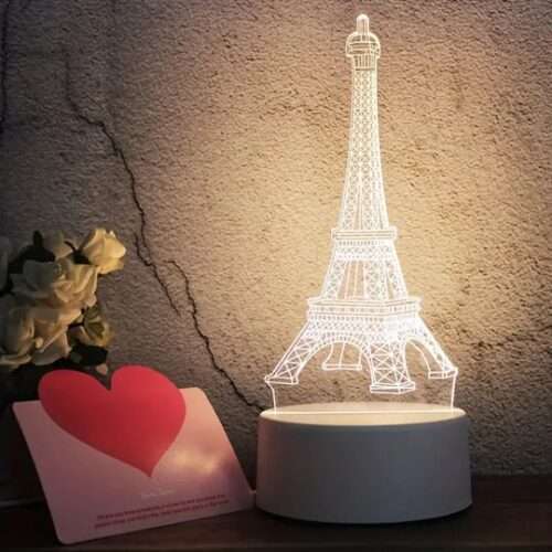 e5_c985d445-16fa-48b4-bc9e-0f311 3D Eiffel Towel Lamp, Creative Table Bedside Lamp, Decorative Acrylic LED Night Light, 3D Tower Night Light, Optical Illusion Lamp For Bedroom, Nursery, Living Room, Ambient Light For Home