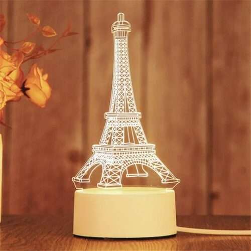 effile 3D Eiffel Towel Lamp, Creative Table Bedside Lamp, Decorative Acrylic LED Night Light, 3D Tower Night Light, Optical Illusion Lamp For Bedroom, Nursery, Living Room, Ambient Light For Home