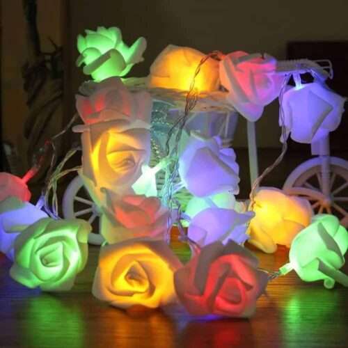 mul.ticolor LED Rose String Fairy Lights – 80 Pcs Multi Color Rose 21Fit